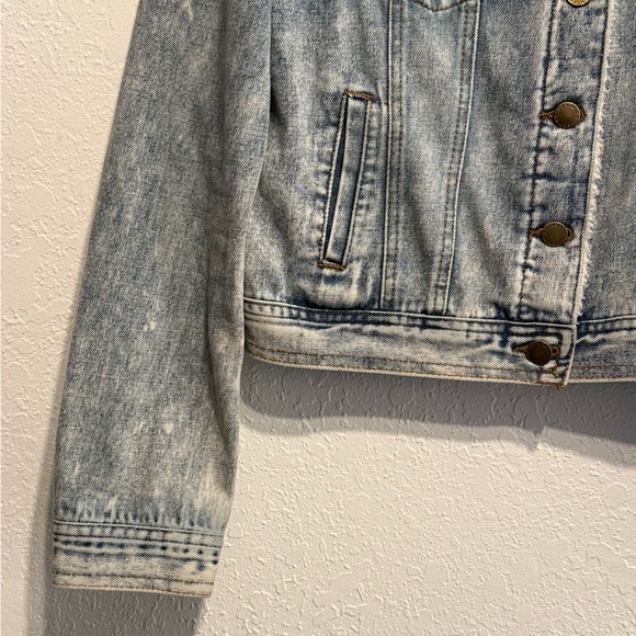 Ci Sono Sherpa Collar Denim Jacket Medium Light Blue Acid Wash Jean Outerwear - Picture 5 of 16